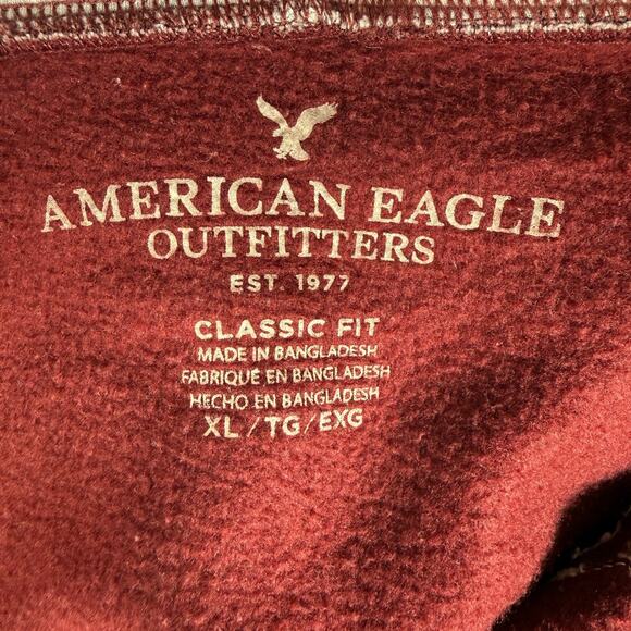 Vtg American Eagle Hoodie Mens XL Burgundy Red Zipped Jacket Y2K - Picture 3 of 8